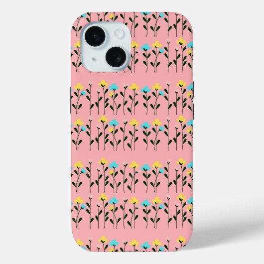 Coques Case-Mate iPhone Motif floral gris chic monogramme (Verso)