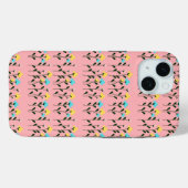 Coques Case-Mate iPhone Motif floral gris chic monogramme (Verso (horizontal))