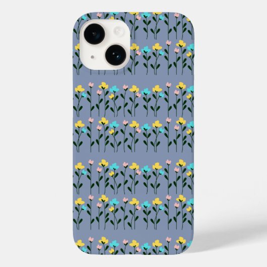 Coques Case-Mate iPhone Motif floral gris chic monogramme (Verso)