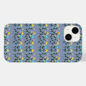 Coques Case-Mate iPhone Motif floral gris chic monogramme (Verso (horizontal))