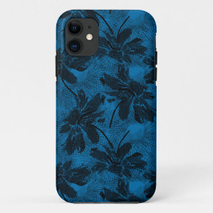 Case-Mate iPhone Case Motif floral gris et bleu.