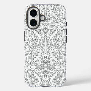 Coques iPhone 16 Motif floral gris minimaliste