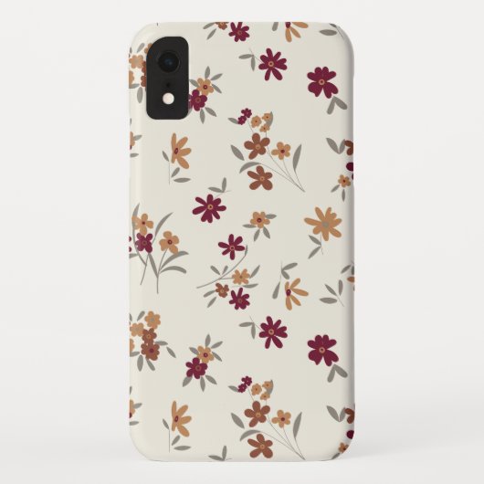 Coques Case-Mate iPhone Motif Floral Gris Or Maroon Ditsy (Dos)
