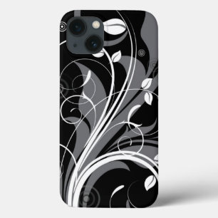 Etui iPhone Case-Mate Motif floral gris sur le noir