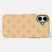 Coques Case-Mate iPhone Motif floral hexagonal sur fond pêche (Verso (horizontal))