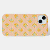 Coques Case-Mate iPhone Motif floral hexagonal sur fond pêche (Verso (horizontal))