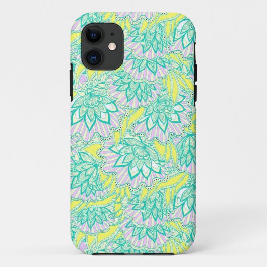 Coques Case-Mate iPhone Motif floral jaune vert mou (Dos)