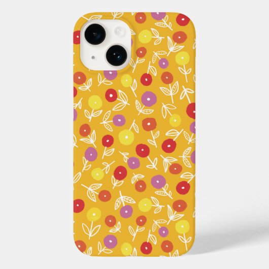 Coques Case-Mate iPhone Motif floral jaune vif (Verso)