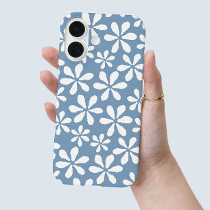 Coques iPhone 16 Motif floral moderne Dusty Blue Chic Girl