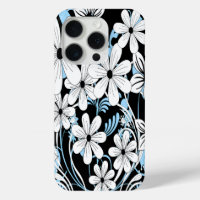 Motif floral noir et blanc rétro