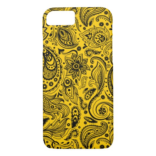 Coques Case-Mate iPhone Motif Floral noir et jaune (Dos)
