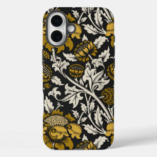 Coques iPhone 16 Plus Motif floral orné avec de grandes fleurs dorées