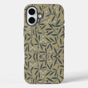 Coques iPhone 16 Plus Motif floral orné avec des vignes bleu foncé