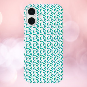 Coques iPhone 16 Motif floral paisley bleu sarcelle sans couture