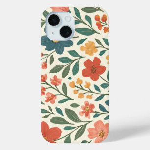 Coque Pour iPhone 15 Motif floral peint à la main – Botanique colorée