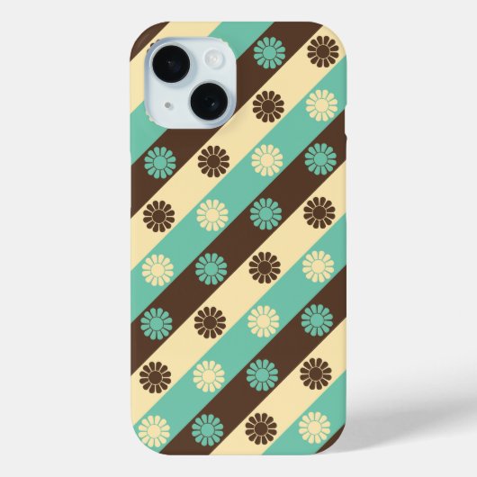 Coques Case-Mate iPhone Motif floral rétro vert, crème, marron, (Verso)
