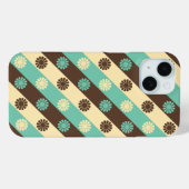 Coques Case-Mate iPhone Motif floral rétro vert, crème, marron, (Verso (horizontal))