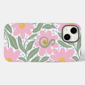Coques Case-Mate iPhone Motif floral rétrospectif Monogramme initial (Verso (horizontal))