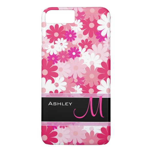 Coques Case-Mate iPhone Motif floral rose moderne Monogramme Fleurs de mar (Dos)