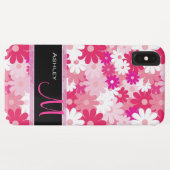 Coques Case-Mate iPhone Motif floral rose moderne Monogramme Fleurs de mar (Dos (Horizontal))