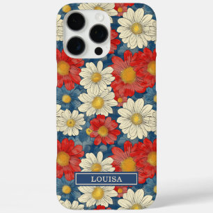 Coques iPhone 16 Pro Max Motif floral rouge japonais monogrammé