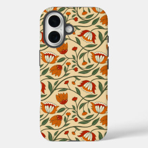 Coques iPhone 16 Motif floral sans couture sur fond beige