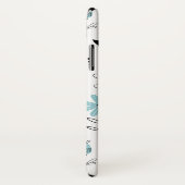 Coques Case-Mate iPhone Motif floral scandinave bleu Monogramme (Dos/Droite)