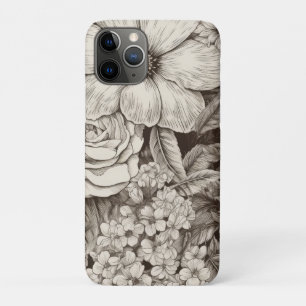 Case-Mate iPhone Case Motif floral sépia vintage