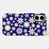 Coques Case-Mate iPhone Motif floral sur fond bleu (Verso (horizontal))