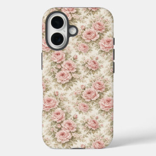 Coques iPhone 16 Motif floral transparent de rose vintage élégant