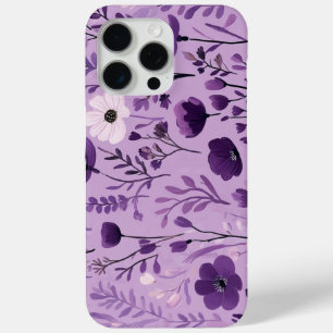 Coque iPhone 15 Pro Max Motif floral vintage en violet pour déco rétro