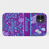 Coques Case-Mate iPhone Motif floral violet, turquoise, rose (Dos (Horizontal))