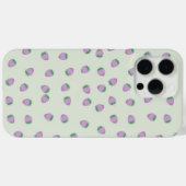 Coques Case-Mate iPhone Motif Fraise Violette sur Fond Vert (Verso (horizontal))