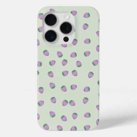 Coques Case-Mate iPhone Motif Fraise Violette sur Fond Vert (Verso)