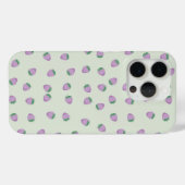 Coques Case-Mate iPhone Motif Fraise Violette sur Fond Vert (Verso (horizontal))