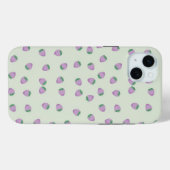 Coques Case-Mate iPhone Motif Fraise Violette sur Fond Vert (Verso (horizontal))