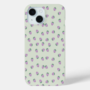 Coque Pour iPhone 15 Motif Fraises Violettes