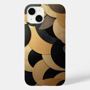 Coque Pour iPhone 14 Motif géométrique Abstrait or et noir