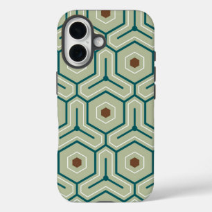 Coques iPhone 16 Motif géométrique avec hexagones imbriqués