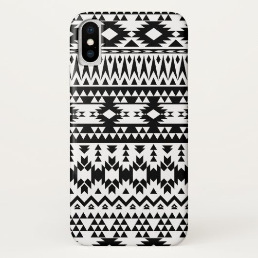 Coques Case-Mate iPhone Motif géométrique Aztec noir et blanc (Dos)
