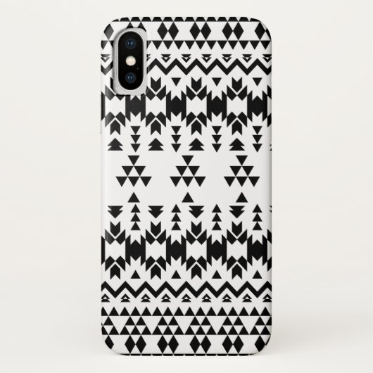 Coques Case-Mate iPhone Motif géométrique Aztec noir et blanc (Dos)