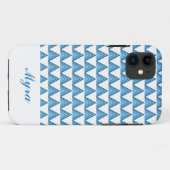 Coques Case-Mate iPhone Motif géométrique blanc et bleu (Dos (Horizontal))