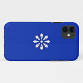 Coques Case-Mate iPhone Motif géométrique blanc sur fond bleu (Dos (Horizontal))