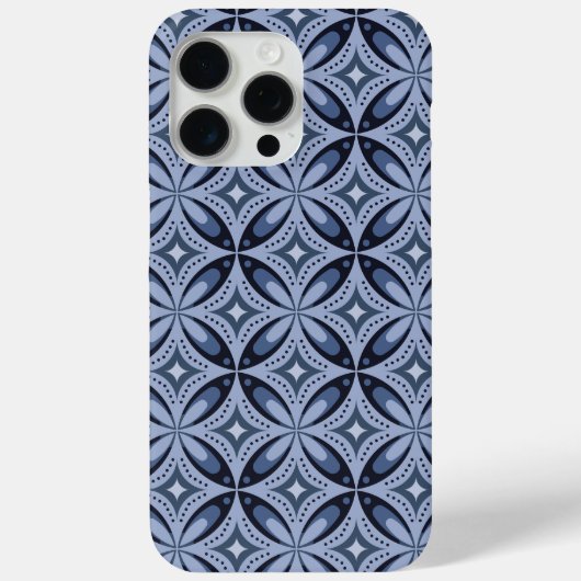 Coques Case-Mate iPhone Motif géométrique bleu de style rétro (Verso)