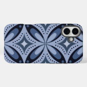 Coques Case-Mate iPhone Motif géométrique bleu de style rétro (Verso (horizontal))