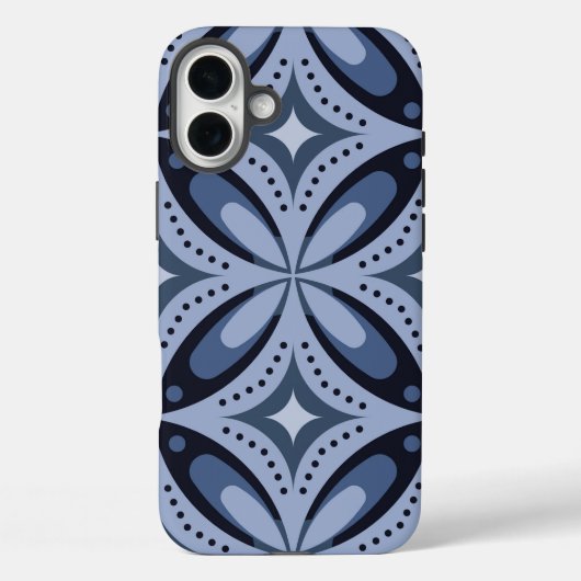 Coques Case-Mate iPhone Motif géométrique bleu de style rétro (Verso)