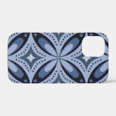 Coques Case-Mate iPhone Motif géométrique bleu de style rétro (Verso (horizontal))