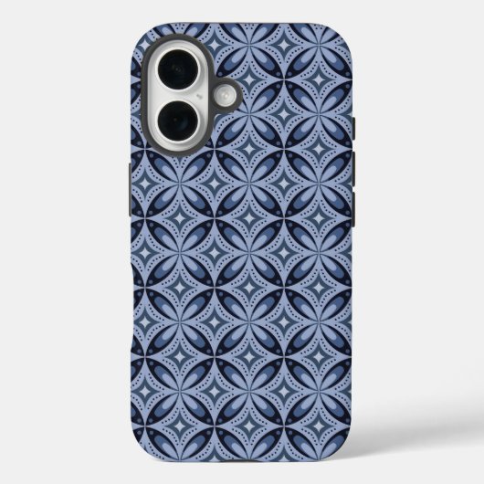 Coques Case-Mate iPhone Motif géométrique bleu de style rétro (Verso)