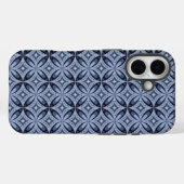Coques Case-Mate iPhone Motif géométrique bleu de style rétro (Verso (horizontal))