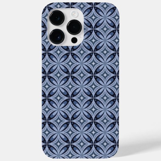Coques Case-Mate iPhone Motif géométrique bleu de style rétro (Verso)
